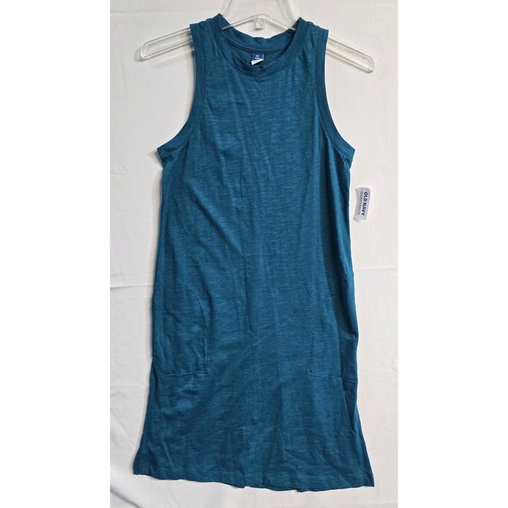 Ild Navy Women's Mini Shirt Dress Teal XS Tall Cotton Pockets  NWT